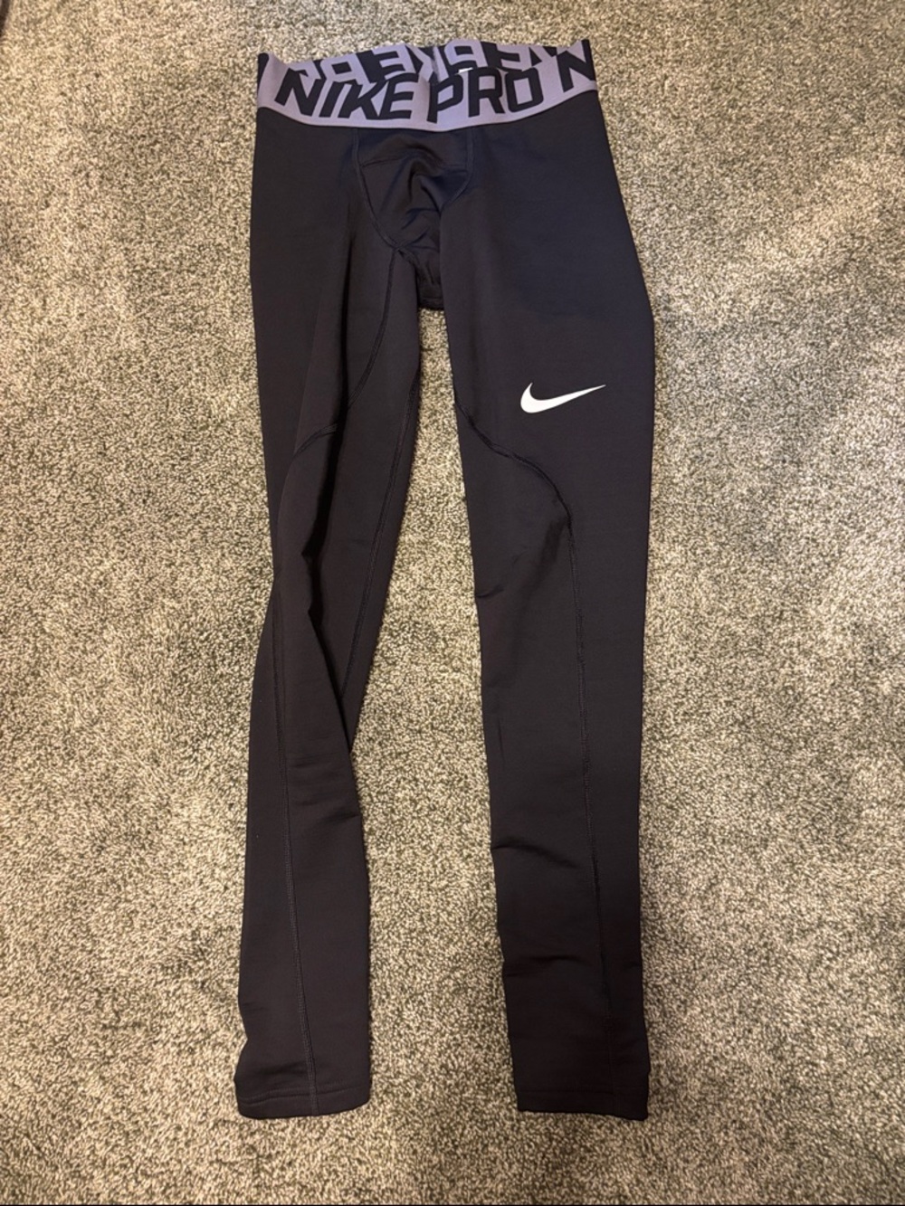 Nike Black Leggings with Gray NIKE PRO Waistband Adult S